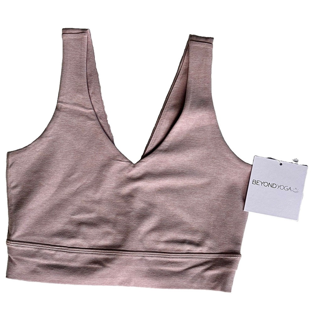 Beyond Yoga Spacedye Good Day Long Line Bra Blush Blooms Heather pink Sz S NWT